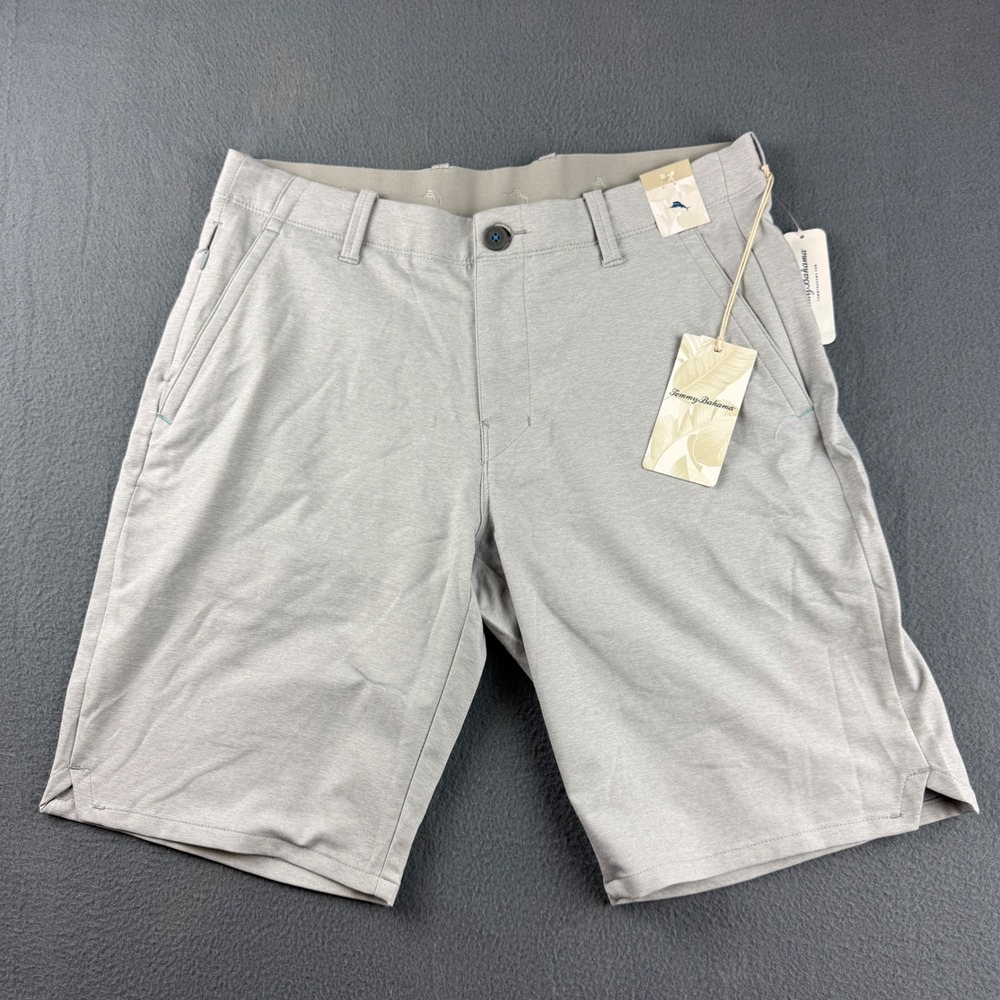 Tommy Bahama On Par Shorts Mens 32 Gray Harbor Mist Performance Golf Stretch NEW